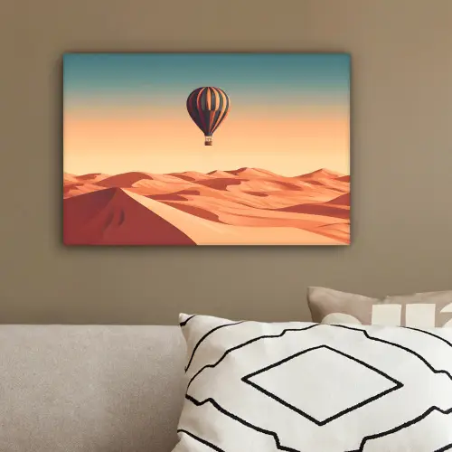 Luchtballon - Woestijn - Zonsondergang - Blauw canvas 2cm klein -sfeer3