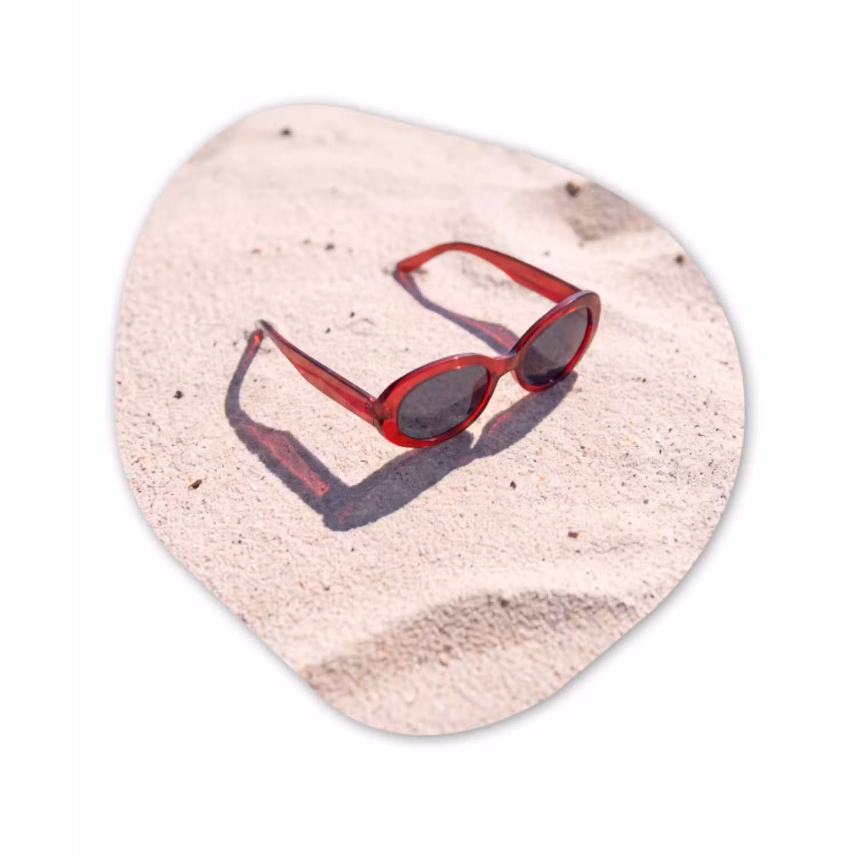 Zonnebril - Strand - Vakantie - Rood Wandcirkel Organisch Forex 3mm klein -3d