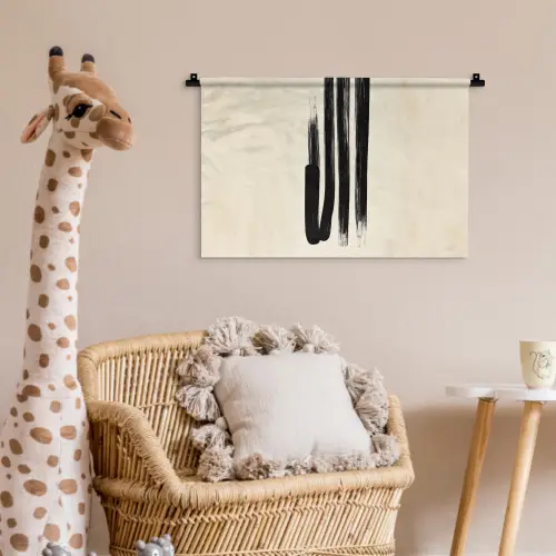 Penseelstreken - Verticaal - Zwart Wandkleed katoen klein -wsfeer5_kind