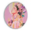 Vrouw - Bloemen - Paars - Abstract Akoestische PET Vilt - Rond klein -3d