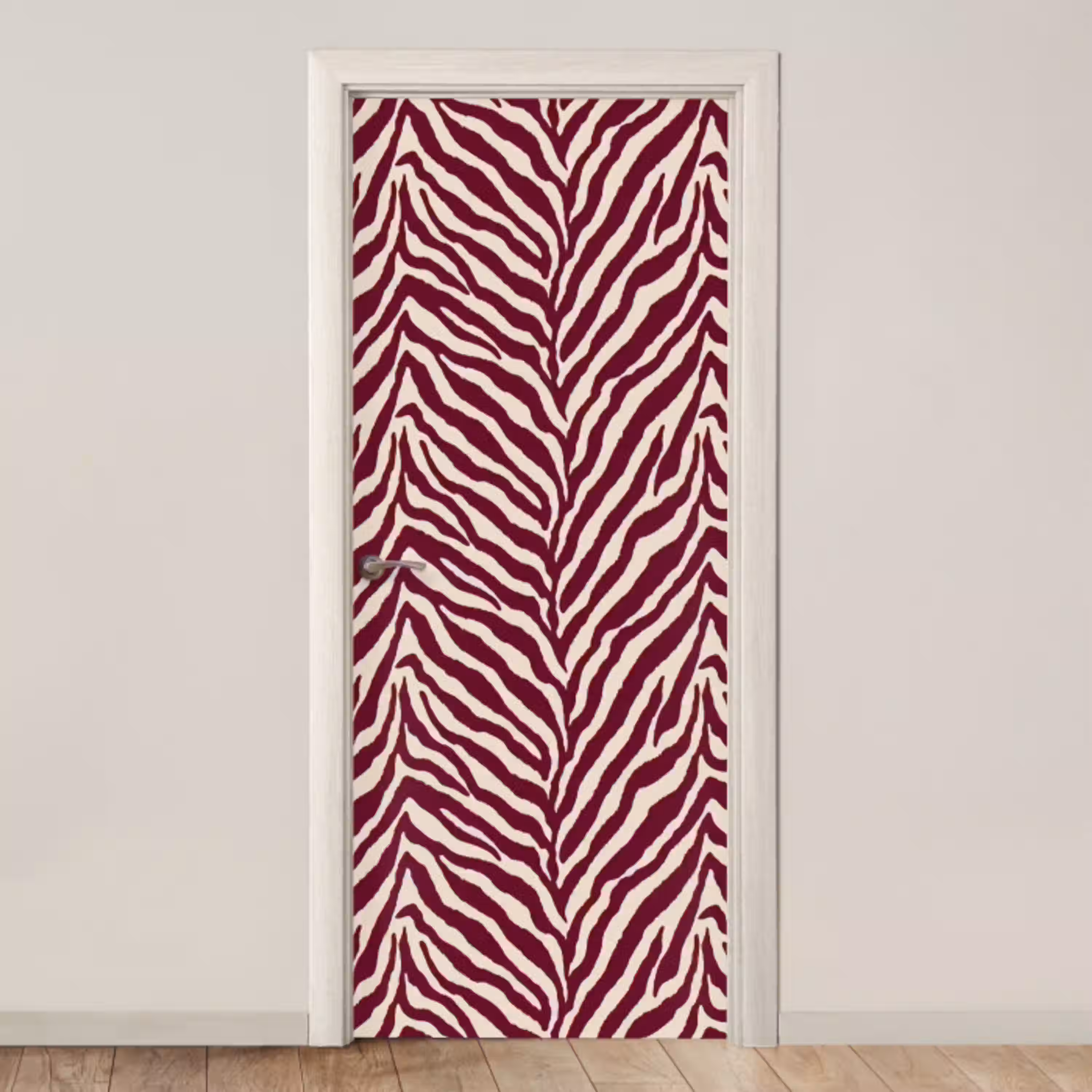 Zebra - Motief - Bordeaux - Rood deurposter klein 289 -3d_beige