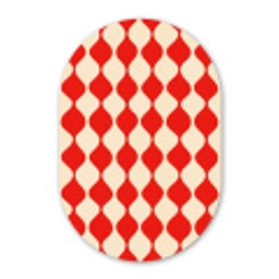 Golvend patroon - Retro - Rood - Beige Wandcirkel Ovaal Forex klein 630 -3d