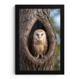 Kerkuil - Boom - Natuur - Bruin fotolijst zwart zonder passe partout klein -3d