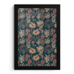 Botanisch - Patroon - Blauw fotolijst zwart zonder passe partout klein 224 -3d