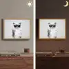 Kat - Zonnebril - Wijnglas - Langharig Light Box met batterij (Wandlamp) middel -sfeer3