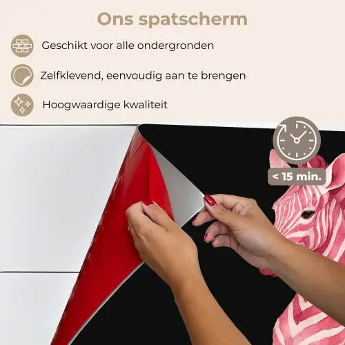 Zebra - Roze - Gestreept keuken achterwand spatscherm klein -spatscherm_NL