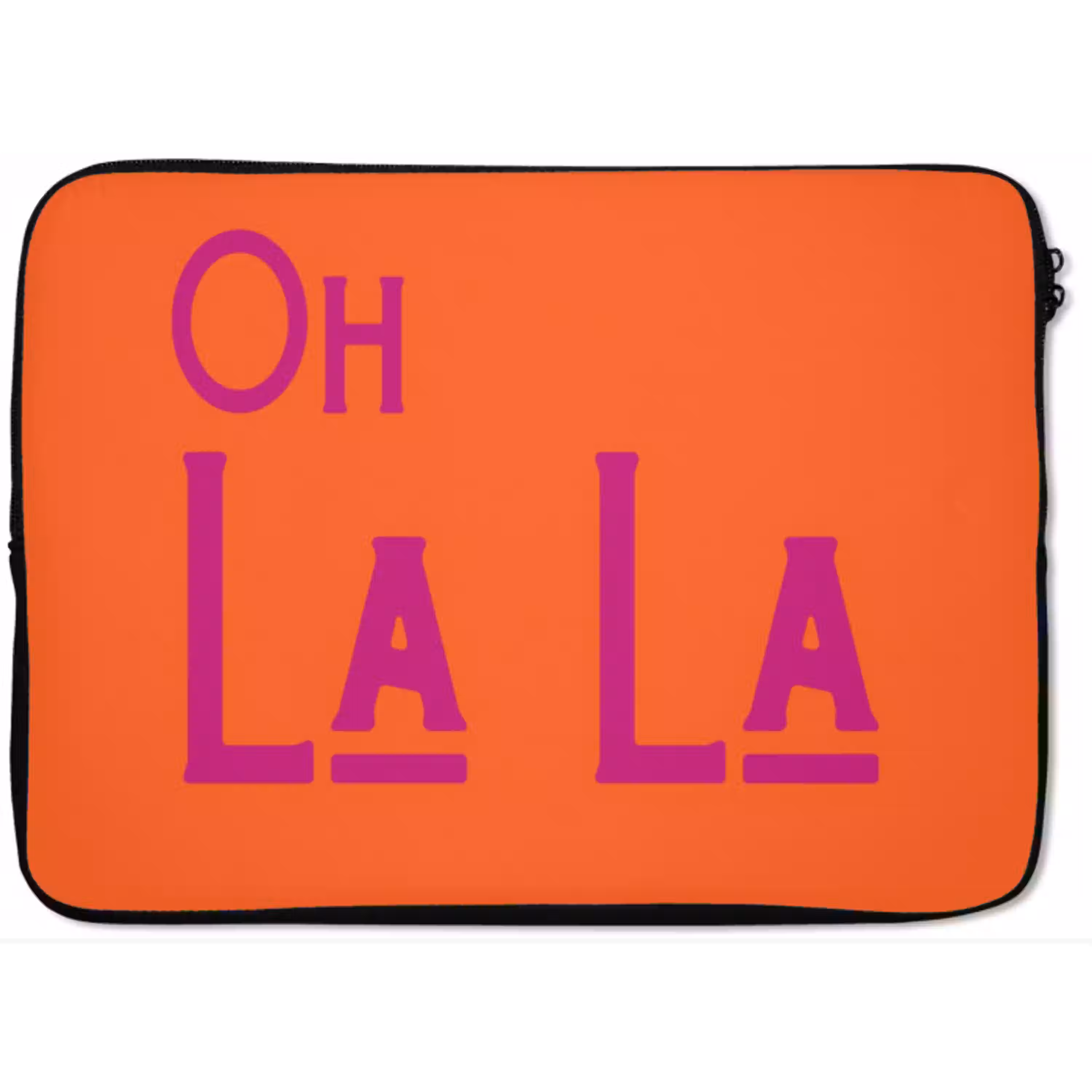 Oh la la - Oranje - Roze - Scheeflettertype laptophoes neopreen klein -zkaufland3dotto