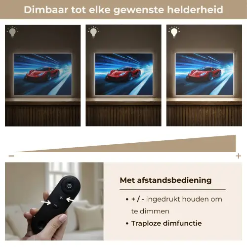 Rode raceauto - Blauw - Futuristisch Light Box met batterij (Wandlamp kind) middel -USP_dimbaarNL