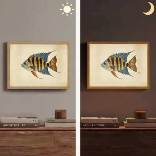 Vis - Tropisch - Strepen - Vinnen Light Box met batterij (Wandlamp) middel -sfeer3