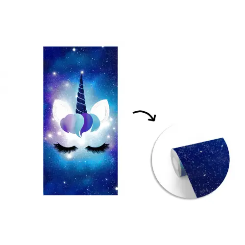 Eenhoorn - Sterren - Magisch - Blauw fotobehang vinyl groot -3d
