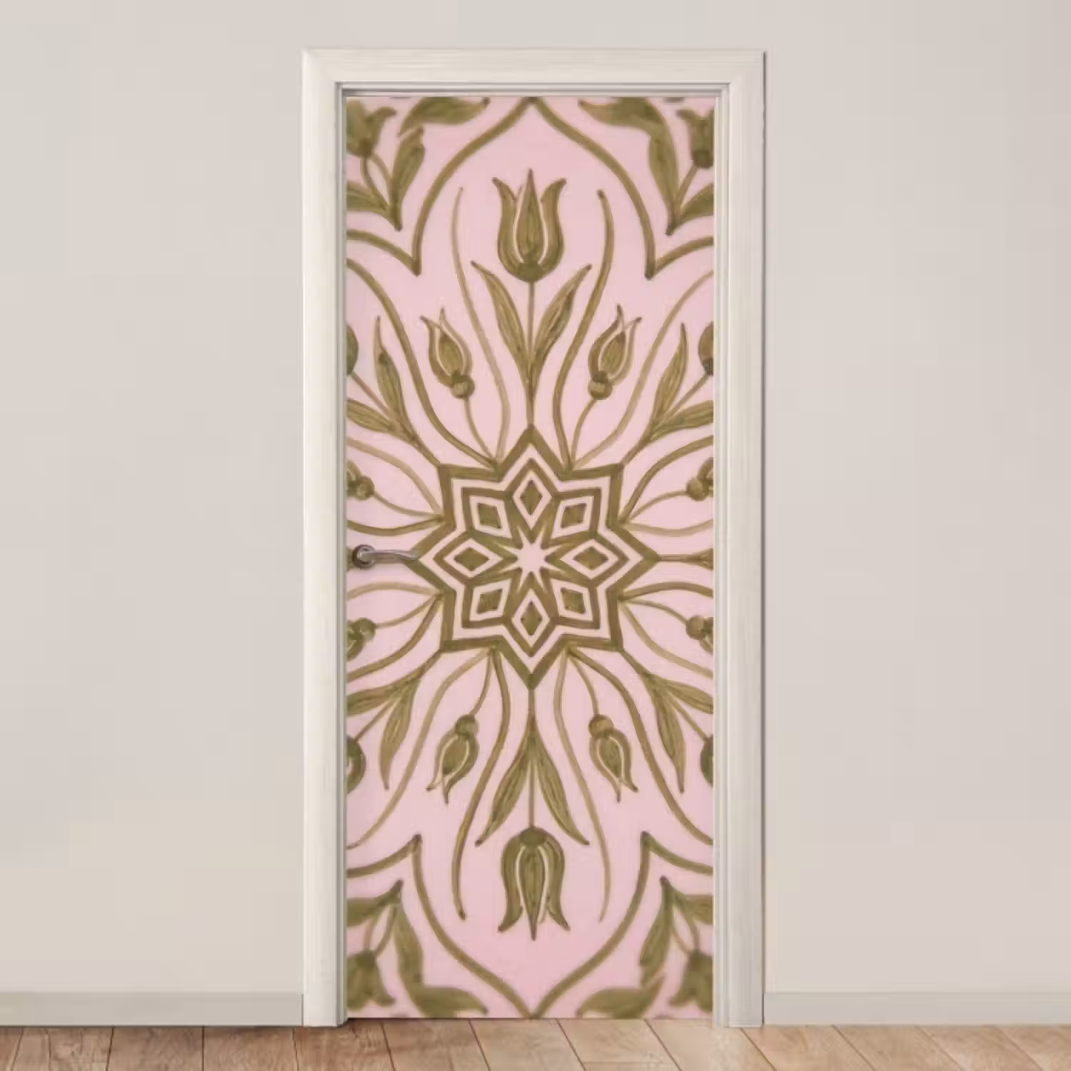 Deursticker - Patroon - Mandala - Decoratie - Abstract - Groen