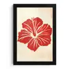 Rode hibiscusbloem - Textuur achtergrond - Beige fotolijst zwart zonder passe partout klein -3d