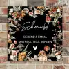 Bloemen - Zwart - Sierlijk Naambord Vierkant klein -sfeer2