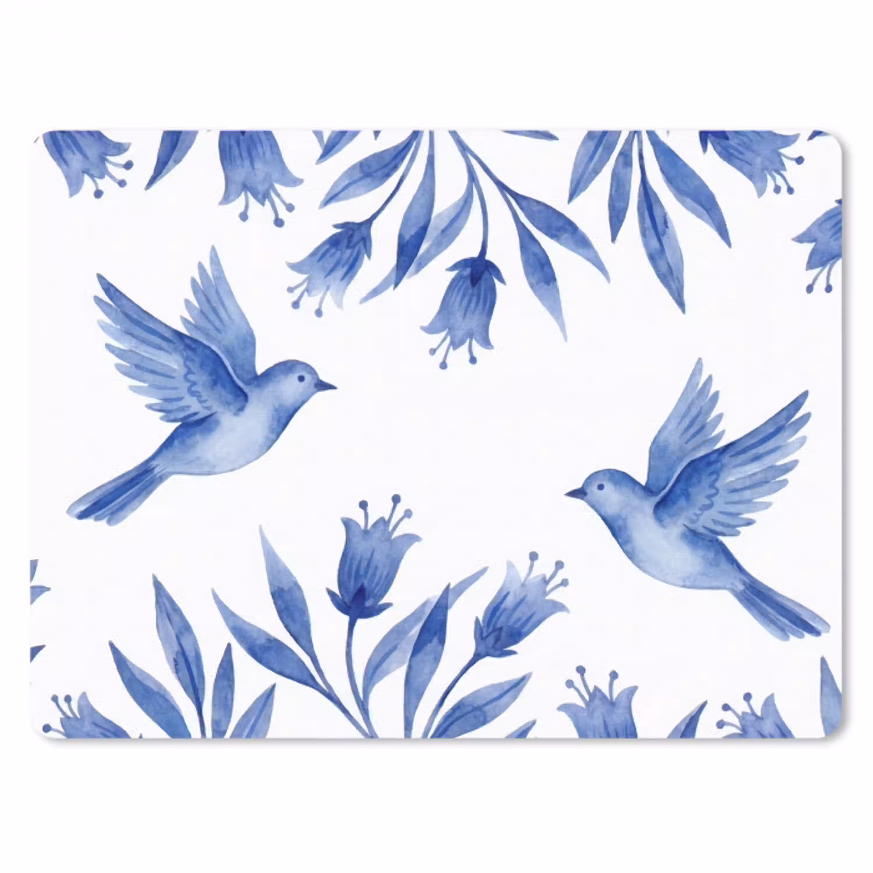Modern - Vogels - Delfts - Blauw muismat rubber klein -3d