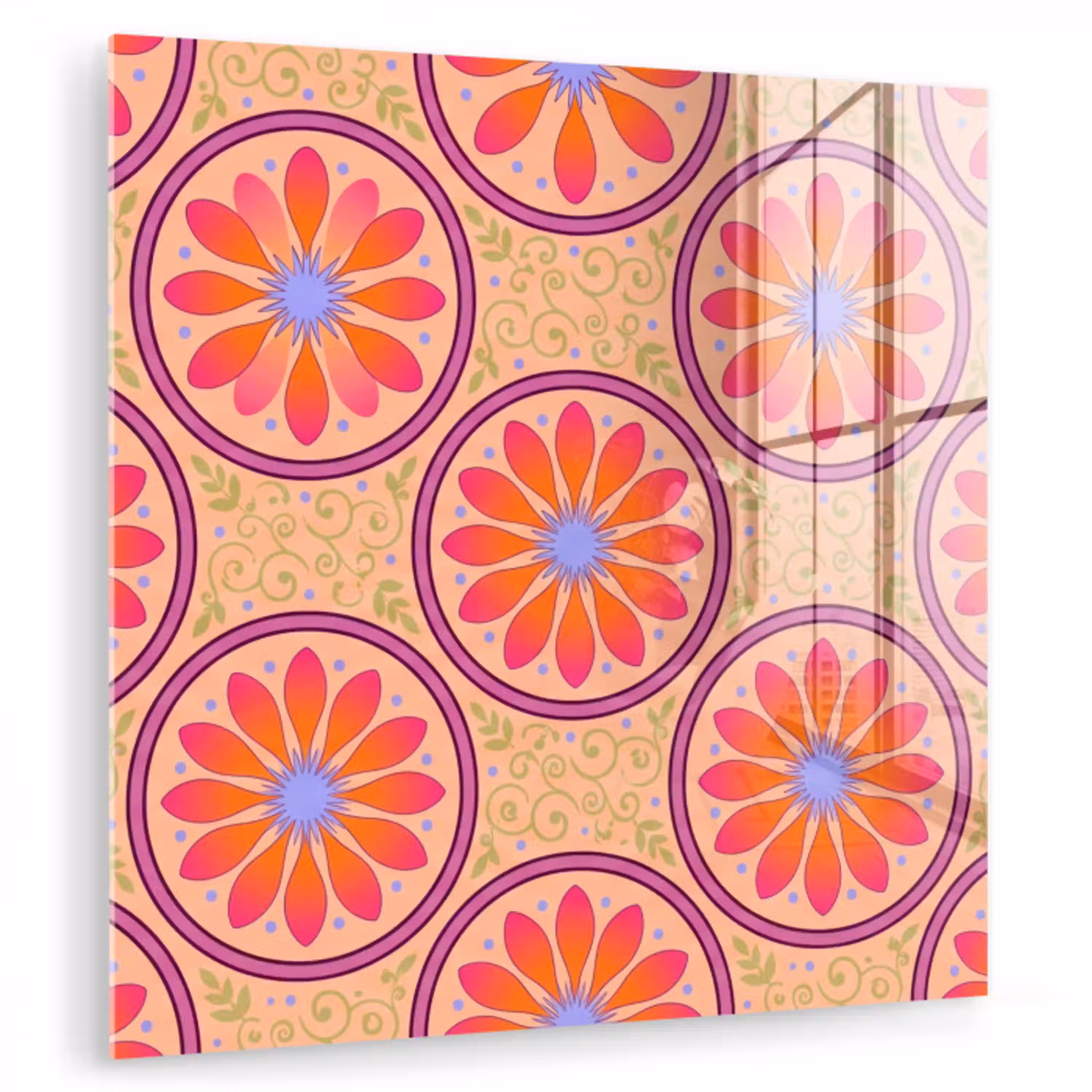 Patroon - Bloemen - Decoratief - Kleurrijk - Modern plexiglas 5mm klein -zzzproduct_nieuw