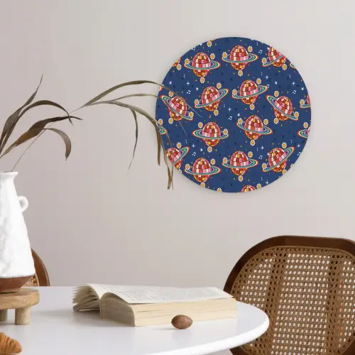 Disco - Blauw - Patroon Wandcirkel plexiglas klein 852 -sfeer4