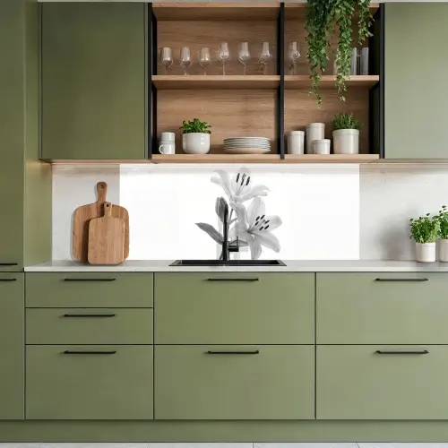 Lelies - Elegant - Zwart - Wit keuken achterwand 2 middel -sfeer3