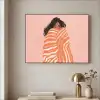 Meisje - Deken - Gestreept - Oranje Textielframe zwart klein -sfeer2