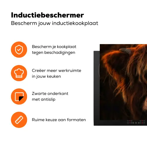 Schotse Hooglander - Koe - Portret - Dieren Inductie beschermer vinyl 3mm klein -zzzzzzz-td-ups