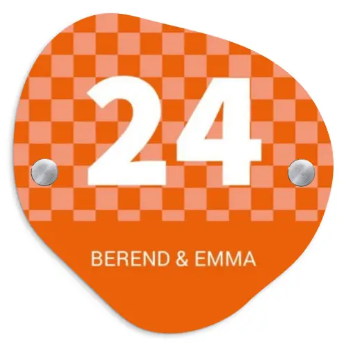Oranje - Blokjes - Klassiek Naambord Organisch middel -3d