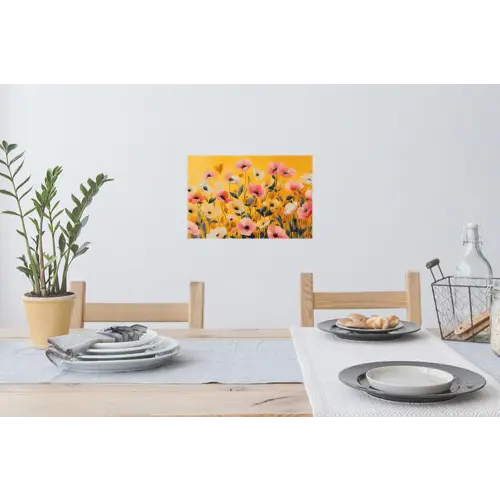 Bloemen - Veld - Geel Muursticker klein -eettafel