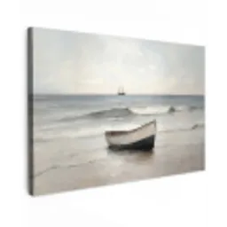 Roeiboot - Zee - Horizon Tuinposter op houten frame 2 cm dik klein -3d
