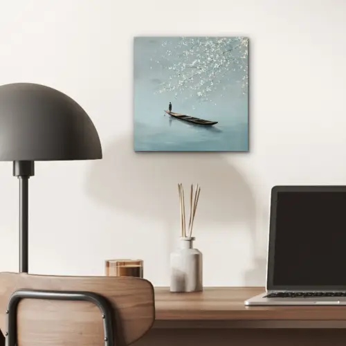 Bloesems - Minimalistisch - Wateroppervlak - Boot aluminium wit klein -sfeer5