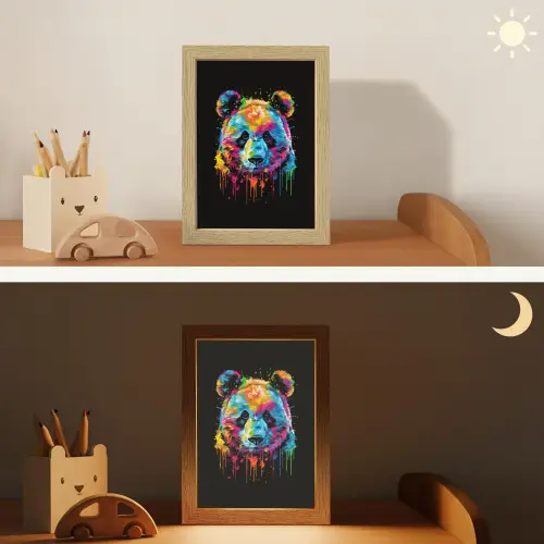 Panda - Dieren - Kleur - Verf - Zwart Light Box met kabel klein -sfeer3_kind