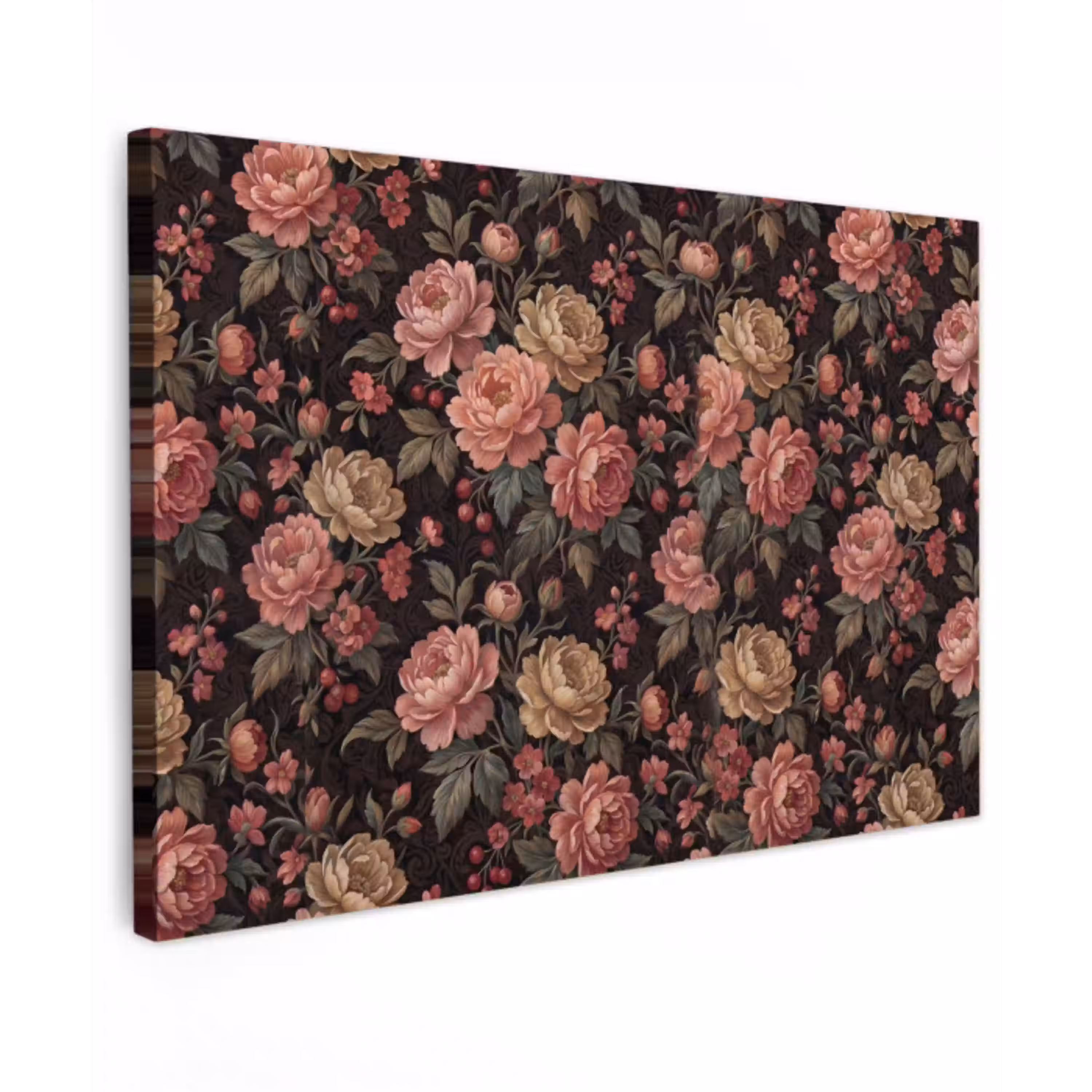 Bloemen - Patroon - Natuur - Vintage - Roze canvas 2cm klein -z3d