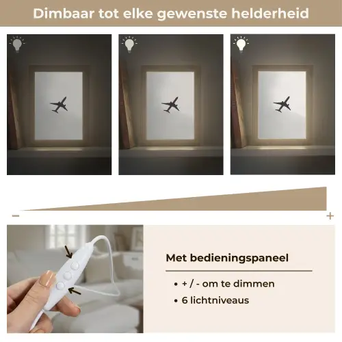 Minimalistisch - Silhouet - Zwart - Vliegtuig Light Box met kabel (Tafellamp) klein -USP_dimbaarNL