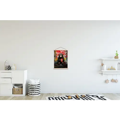Chimpansee voor graffiti muur textielposter latten blank klein -kinderkamer