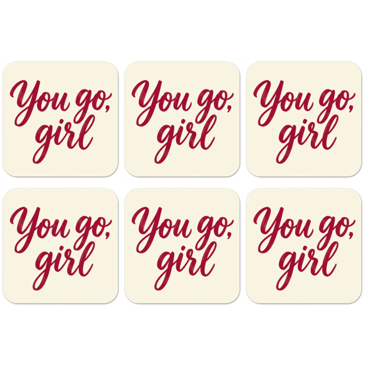 you go girl - Rood - Wit onderzetter kurk middel -zkaufland3dotto
