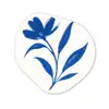Bloem - Blaadjes - Minimalistisch - Blauw Wandcirkel Organisch Aluminium middel -3d