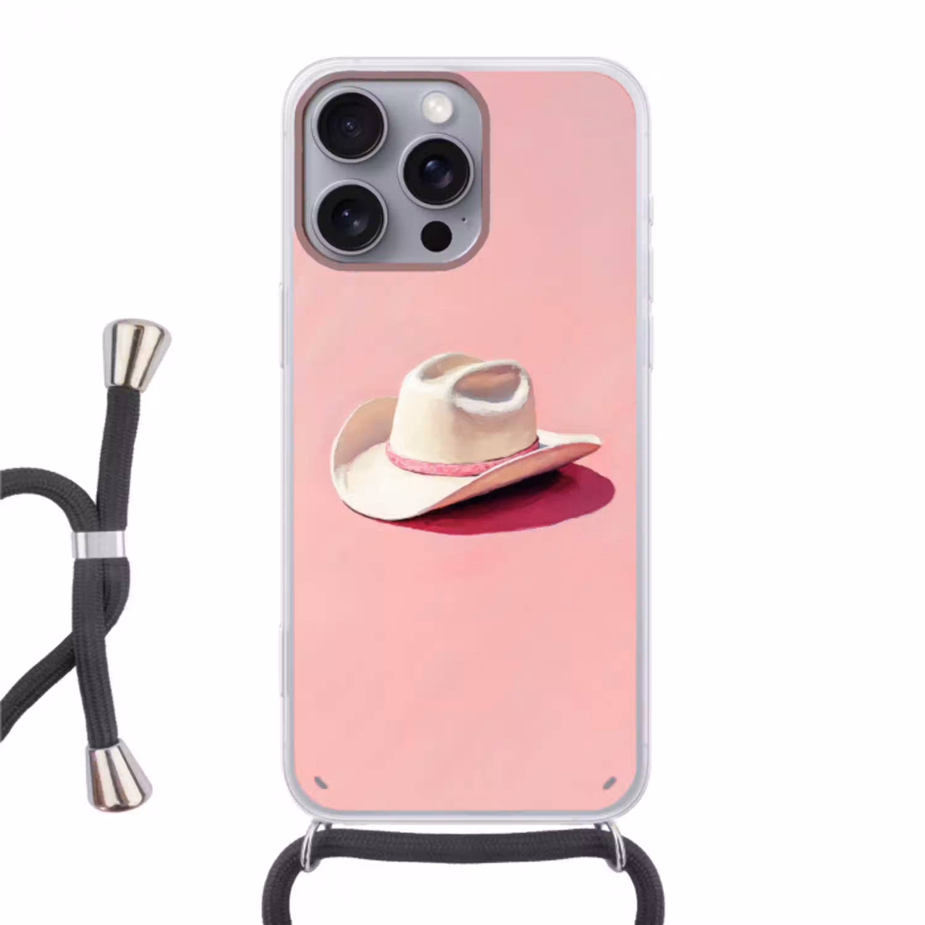 Zomers - Hoed - Roze Hoesje iPhone 16 Pro Max met koord klein -3d