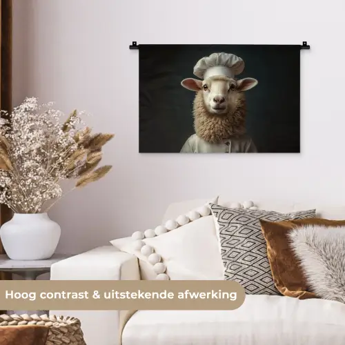 Schaap - Wol - Kok Wandkleed katoen klein -sfeer1