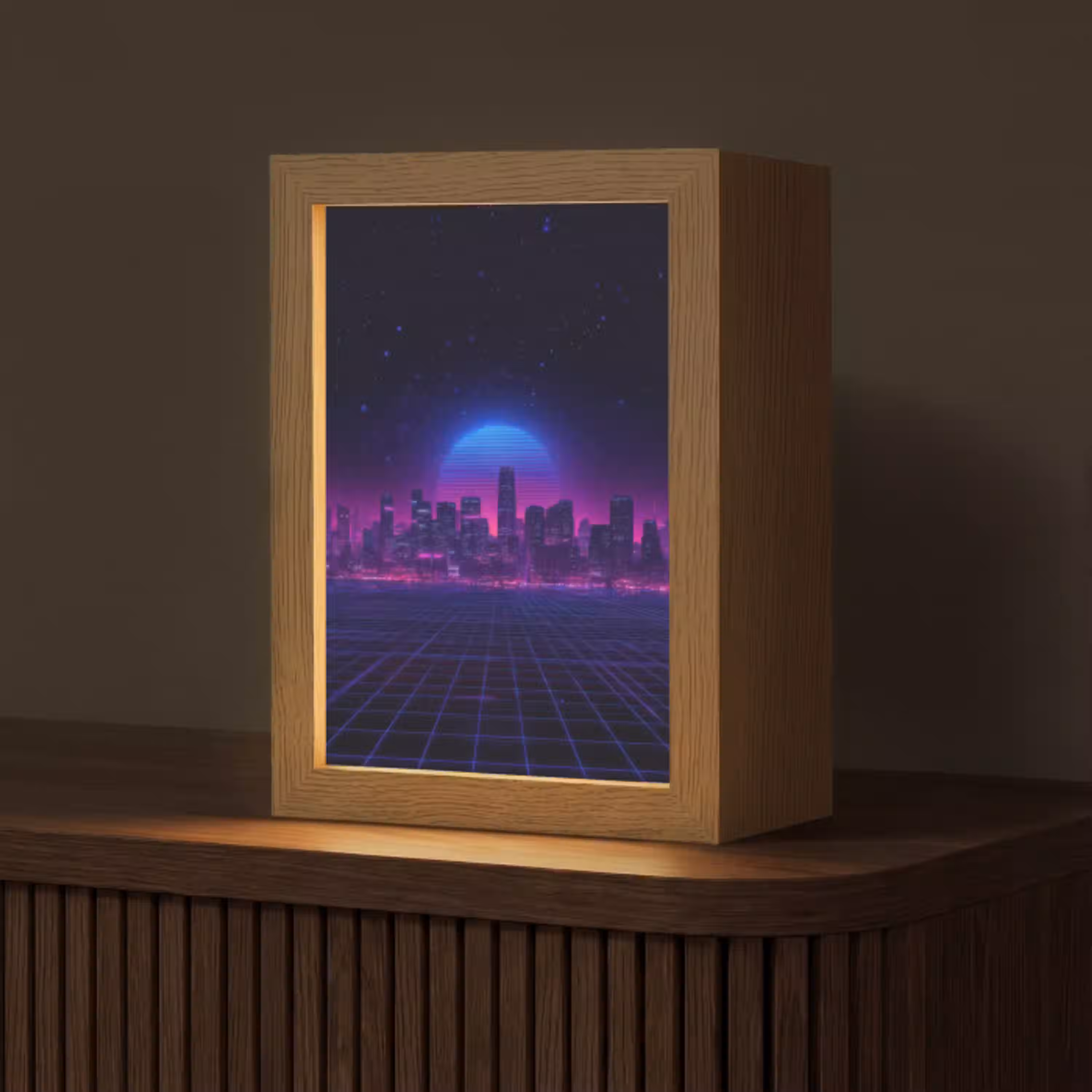 Skyline - Zon - Neon - Rasterpatroon Light Box met kabel (Tafellamp) klein -z3d_website