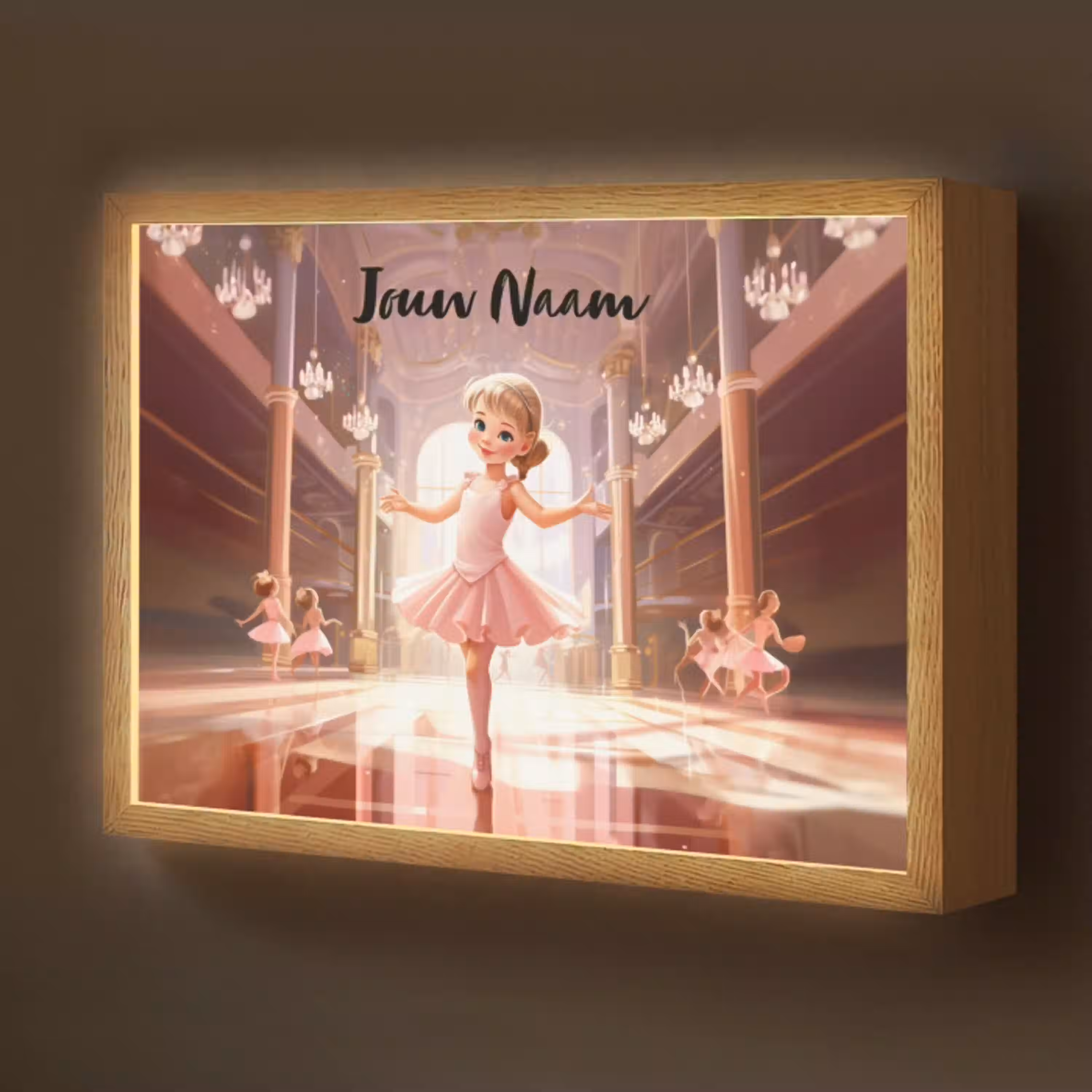 Ballerina - Meisjes - Roze - Kinderen Light Box met batterij (Wandlamp kind) middel -z3d_website