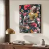 Melkmeisje - Johannes Vermeer - Bloemen - Roze Textielframe zwart klein -sfeer3