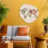 Wereldkaart - Bloemen - Roze Wandcirkel Organisch Plexiglas middel -sfeer4