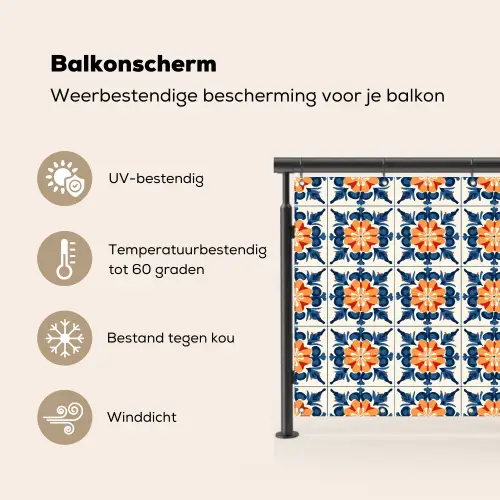 Traditioneel - Tegel - Oranje Balkonbeschermer Duitsland klein 596 -specs_NL