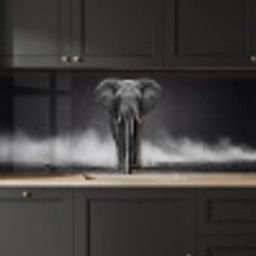 Olifant - Zwart - Wit - Rook keuken achterwand 2 middel -sfeer1