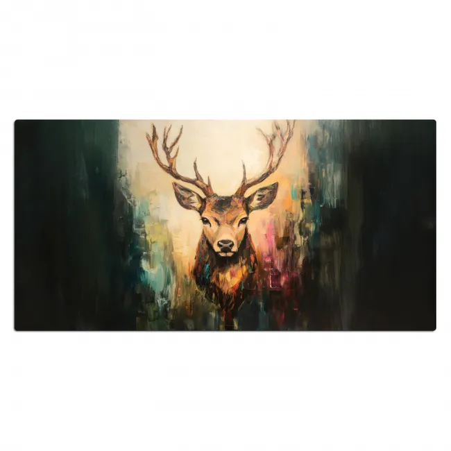 Hert - Geverfd - Gewei - Bruin Muismat XXL klein -3d_leeg