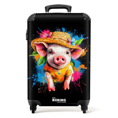 Grappige varken met hoed illustratie NBS - Handbagage koffer - Kinderen Unisex middel -productfoto_recht