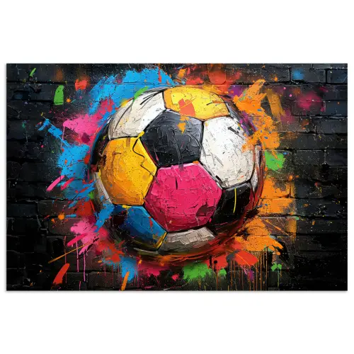 Graffiti - Voetbal - Muur - Street art - Sport poster papier klein -3d