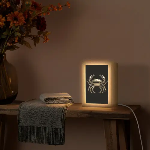 Goud - Krab - Dieren - Zwart Light Box met kabel (Tafellamp) klein -sfeer4