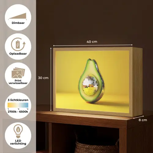 Avocado - Discobal - Geel - Glitter Light Box met batterij (Wandlamp) middel -USP_websiteoverzichtNL