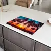 Palmboom - Zonsondergang - Horizon - Strand - Oranje - Roze Inductie beschermer vinyl 3mm klein -sfeer8