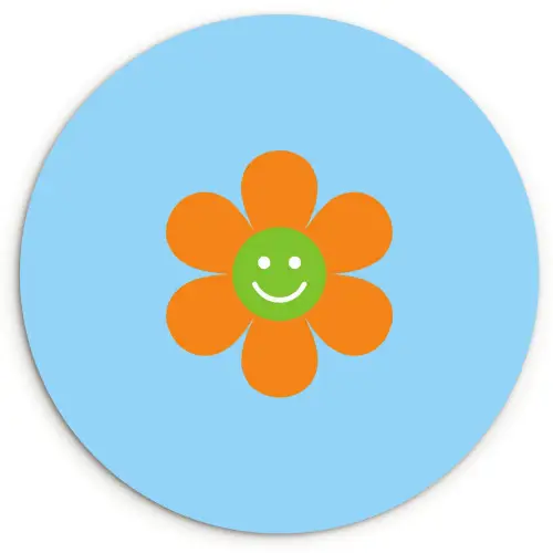 Bloem - Smiley - Kleurrijk Wandcirkel kunststof plaat 5mm dik klein -3d