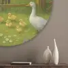 Ezels - Ganzen - Kleurrijk Akoestische PET Vilt - Rond klein -sfeer5_closeup