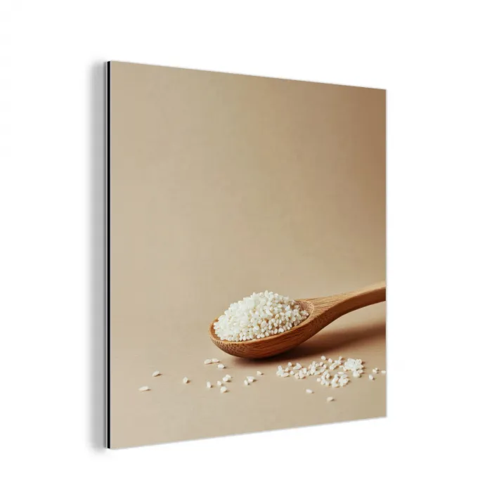 Lepel - Rijst - Hout - Beige aluminium wit klein -3d